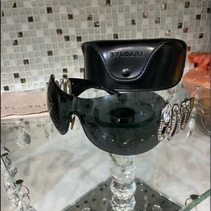 Bulgari Black and Silver Sunglasses